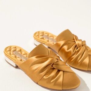 Chico’s gold satin mules